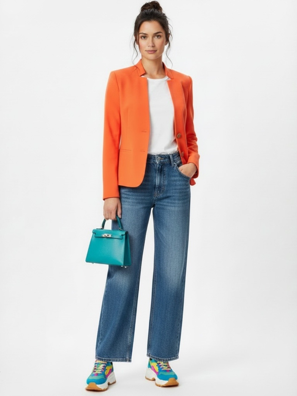 Ann Taylor Loft Burnt Orange Blazer | Size 6 | Mandarin Collar | Structured Fit